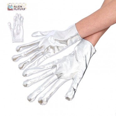 Gloves Alien Long Silver