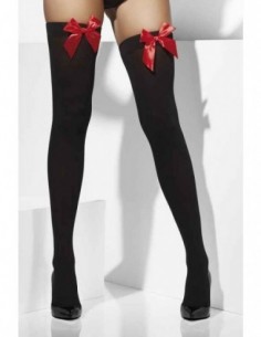Tights Black with Red Bow